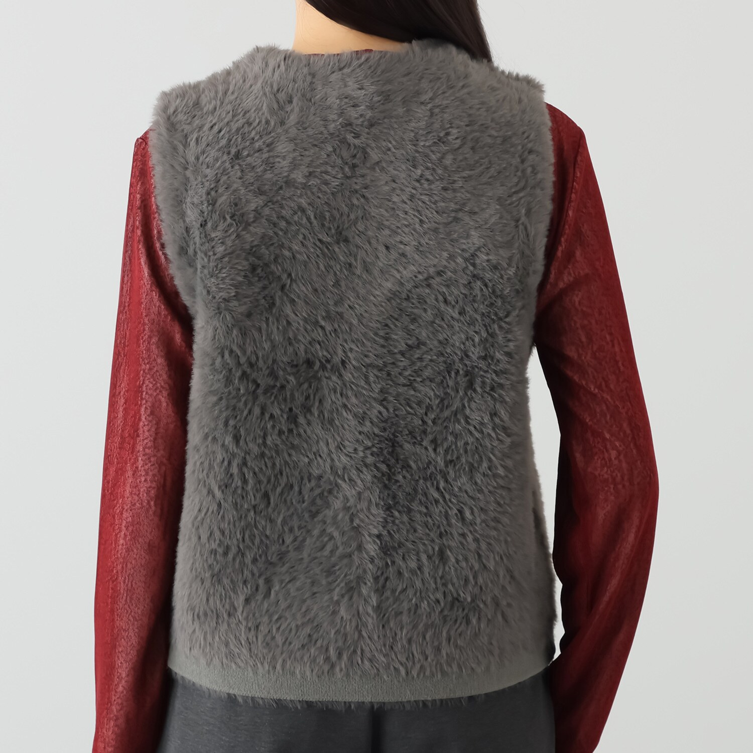 オン　ザ　エッジ 柔らかストレッチ ダブルフェイス クルーネック ニットベスト