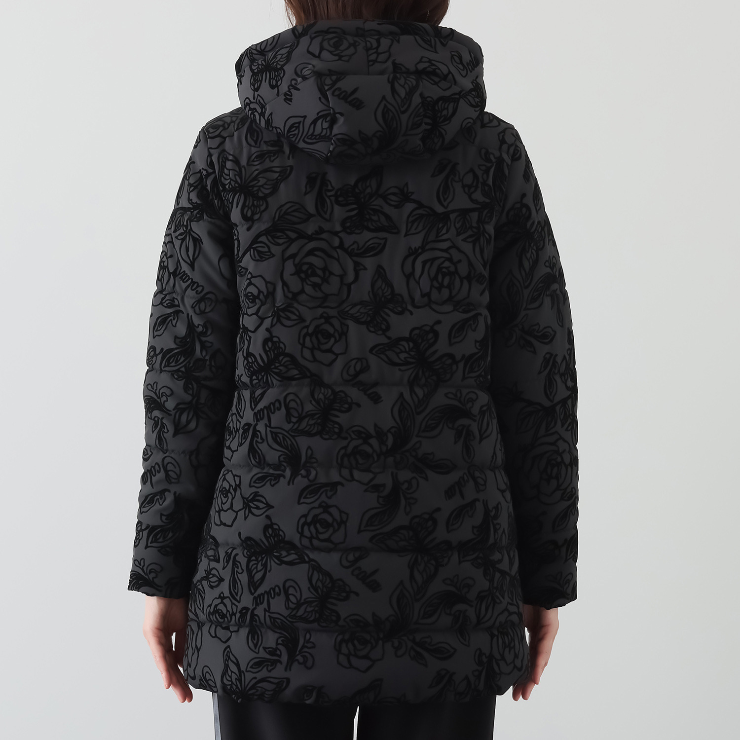 スカラー 花柄フロッキープリント 中綿ブルゾン