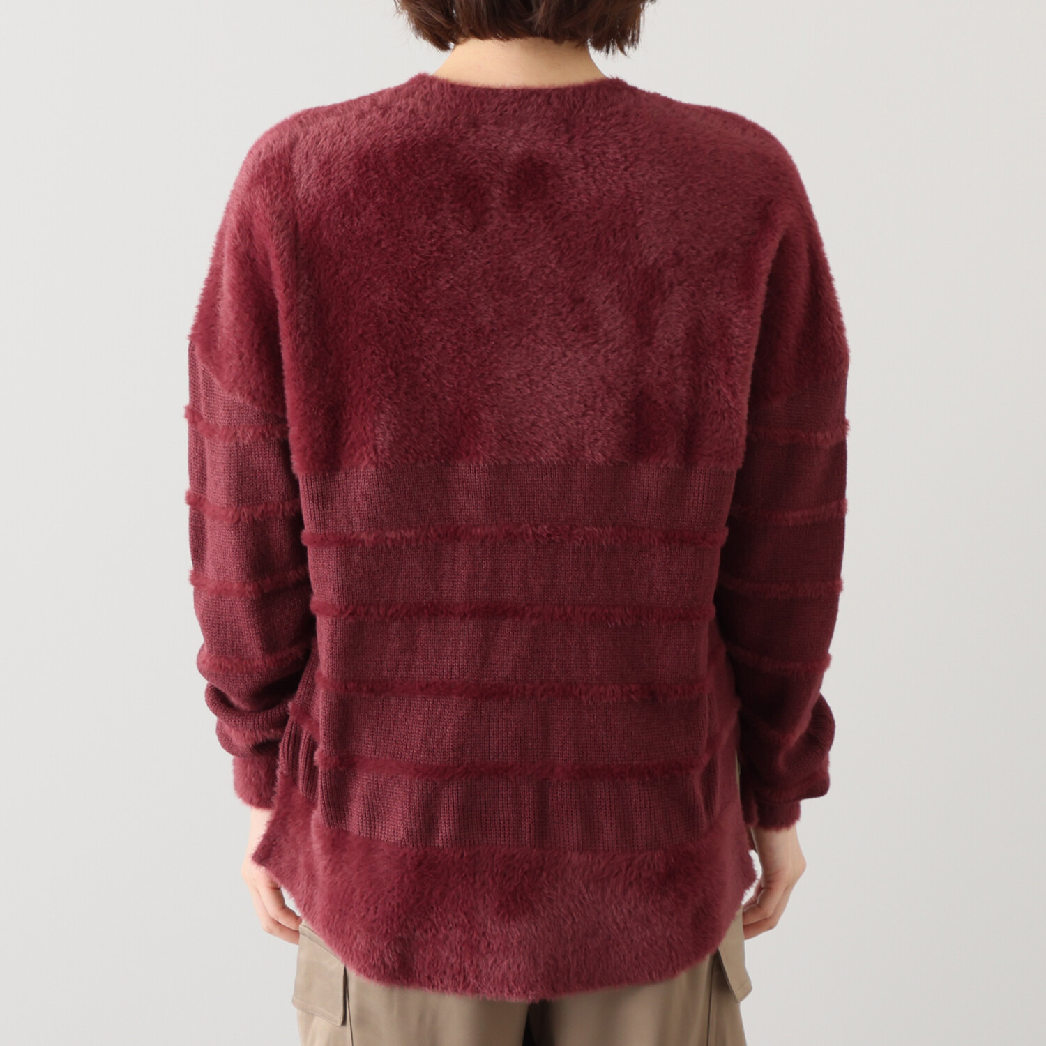 リラリー ボーダー編柄 シャギーニット プルオーバー