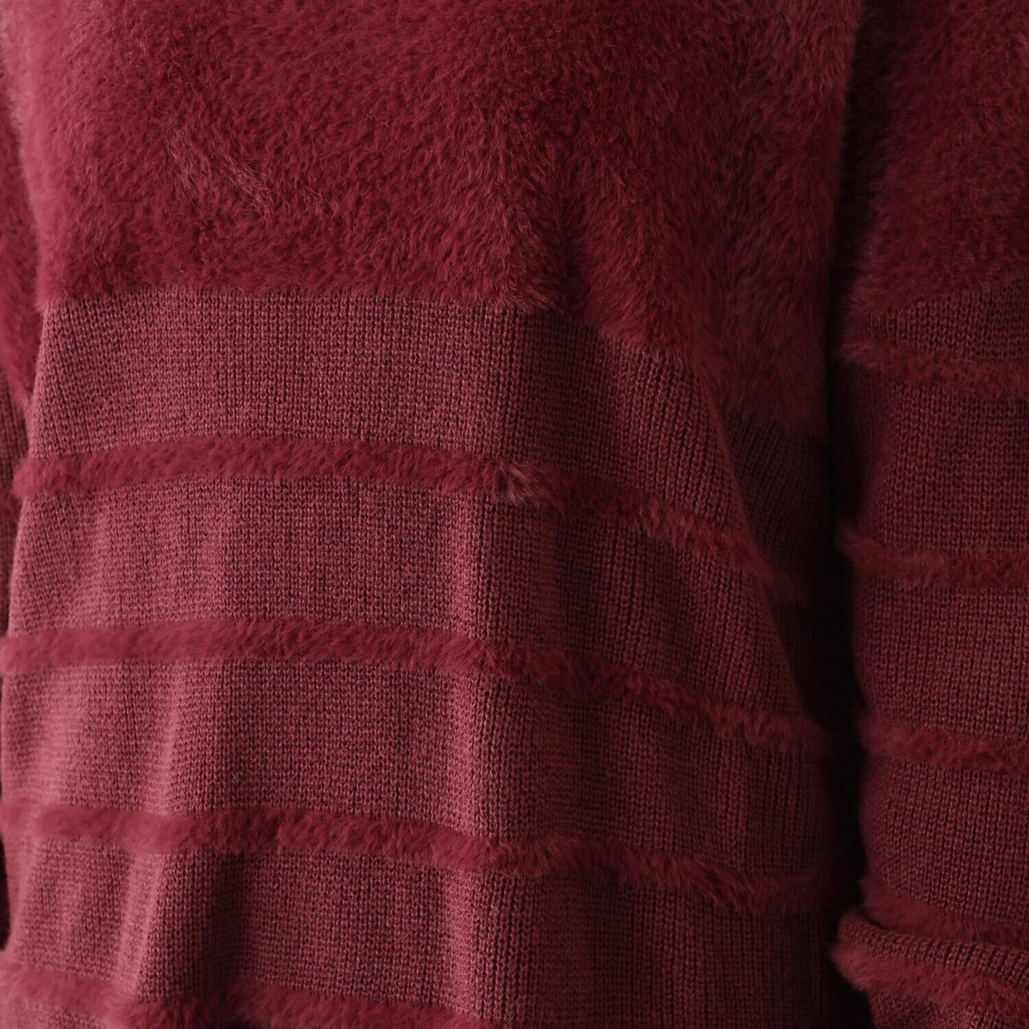 リラリー ボーダー編柄 シャギーニット プルオーバー