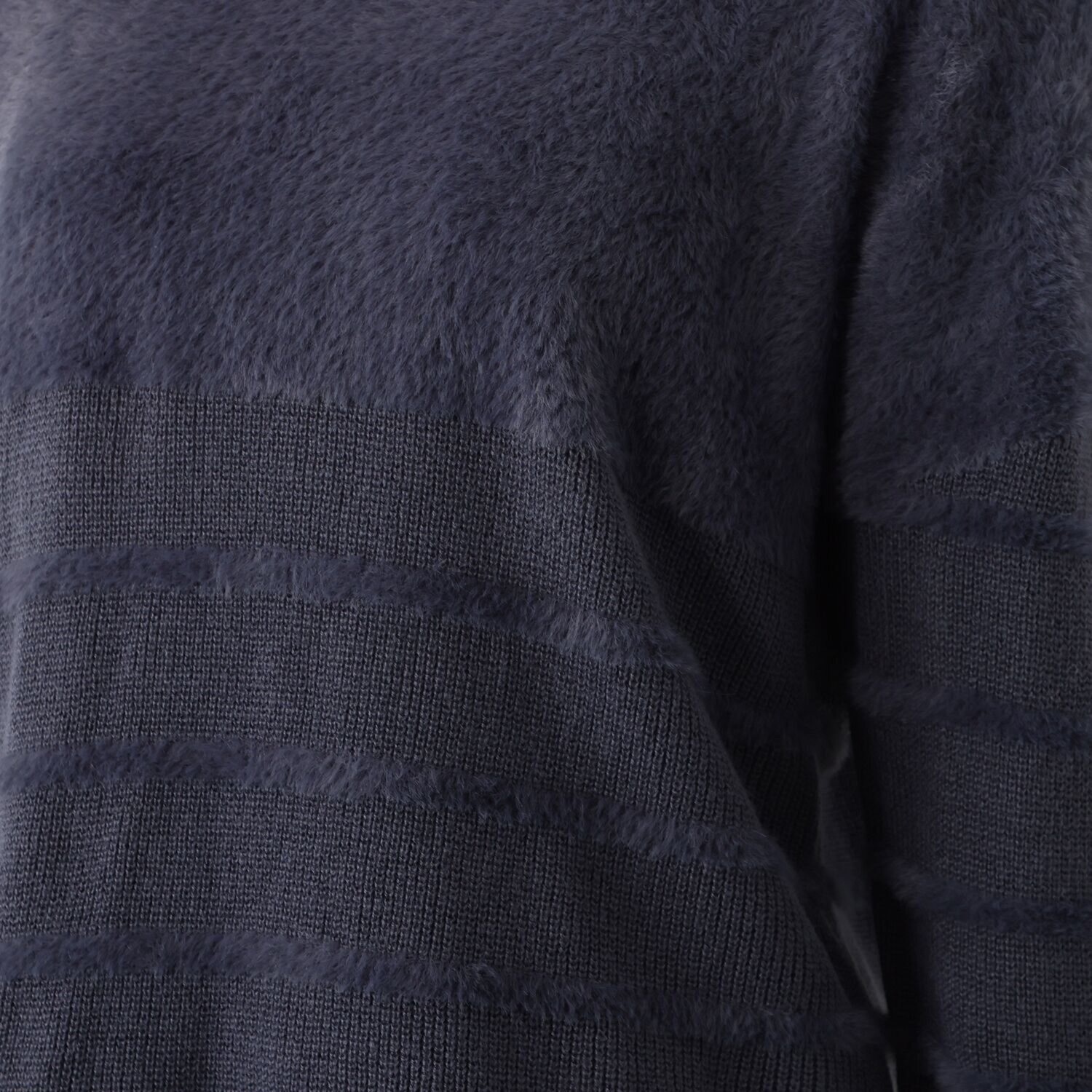 リラリー ボーダー編柄 シャギーニット プルオーバー