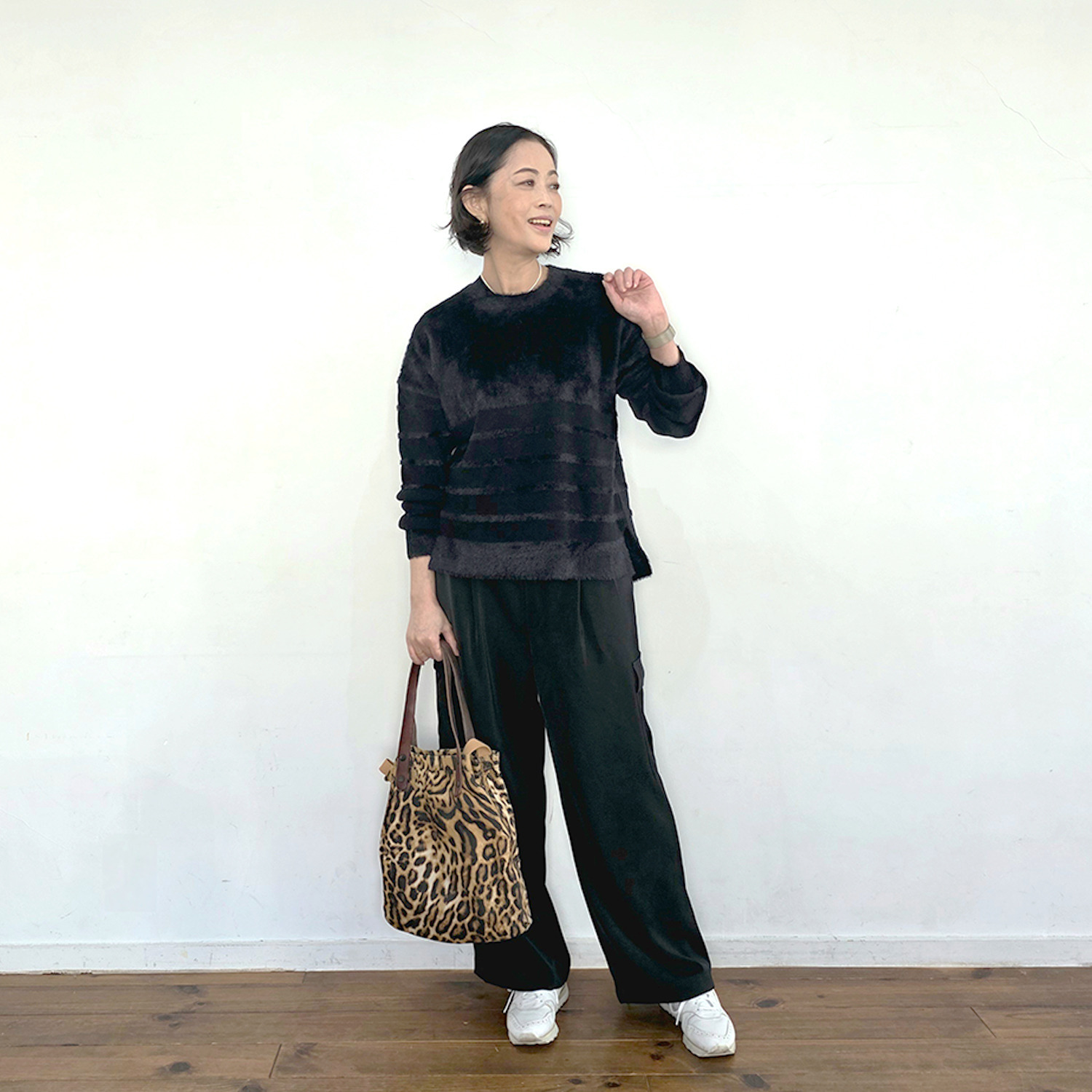 リラリー ボーダー編柄 シャギーニット プルオーバー