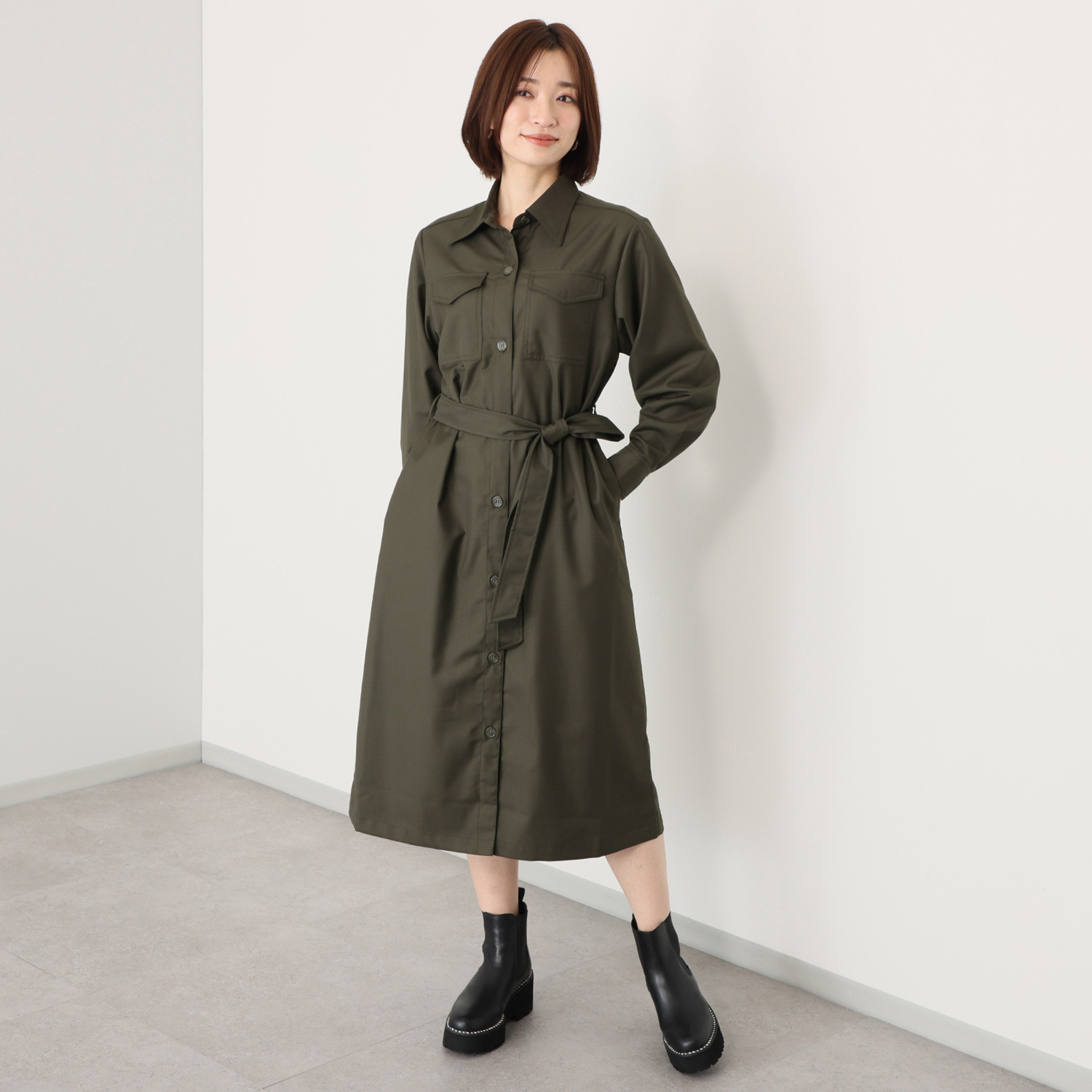 リラリー 共布ベルト付 ワンピース