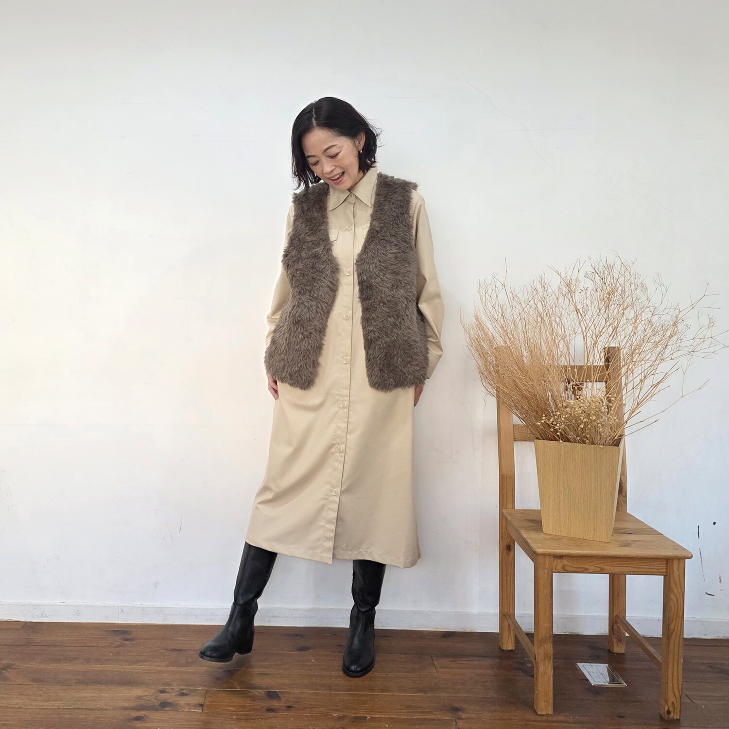 リラリー 共布ベルト付 ワンピース