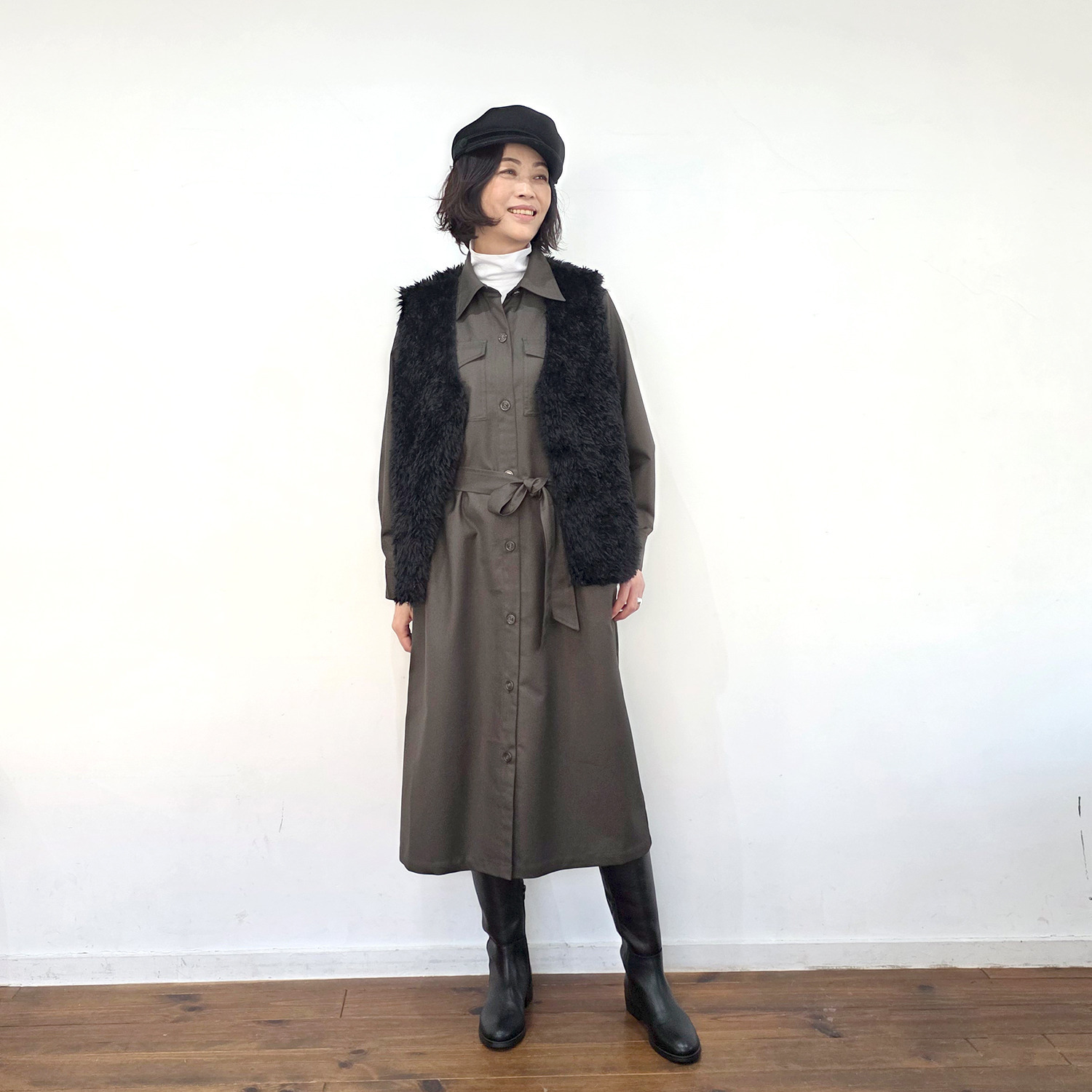 リラリー 共布ベルト付 ワンピース