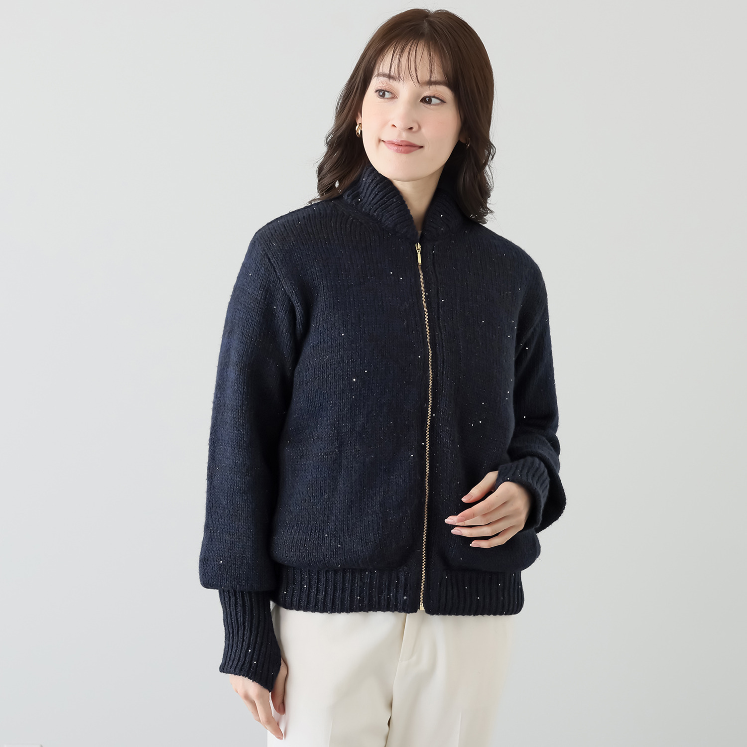 シック　バイ　ネイチャー ダウンライナー ジップニットブルゾン