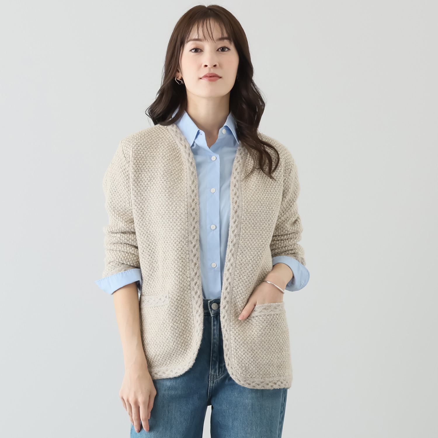 シック　バイ　ネイチャー ブライトツイード調 ニットジャケット