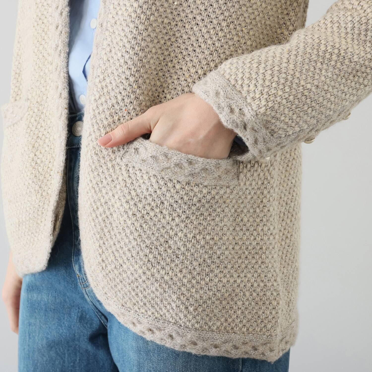 シック　バイ　ネイチャー ブライトツイード調 ニットジャケット