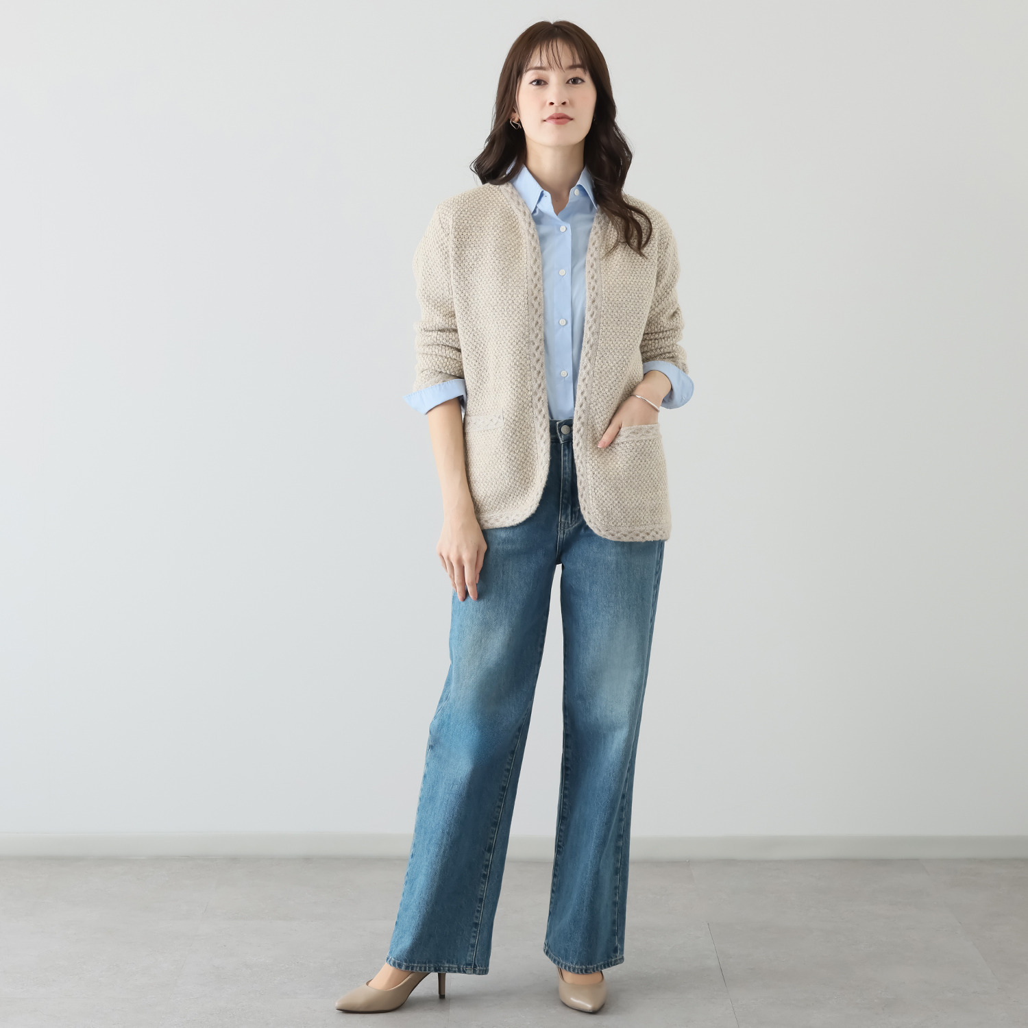 シック　バイ　ネイチャー ブライトツイード調 ニットジャケット