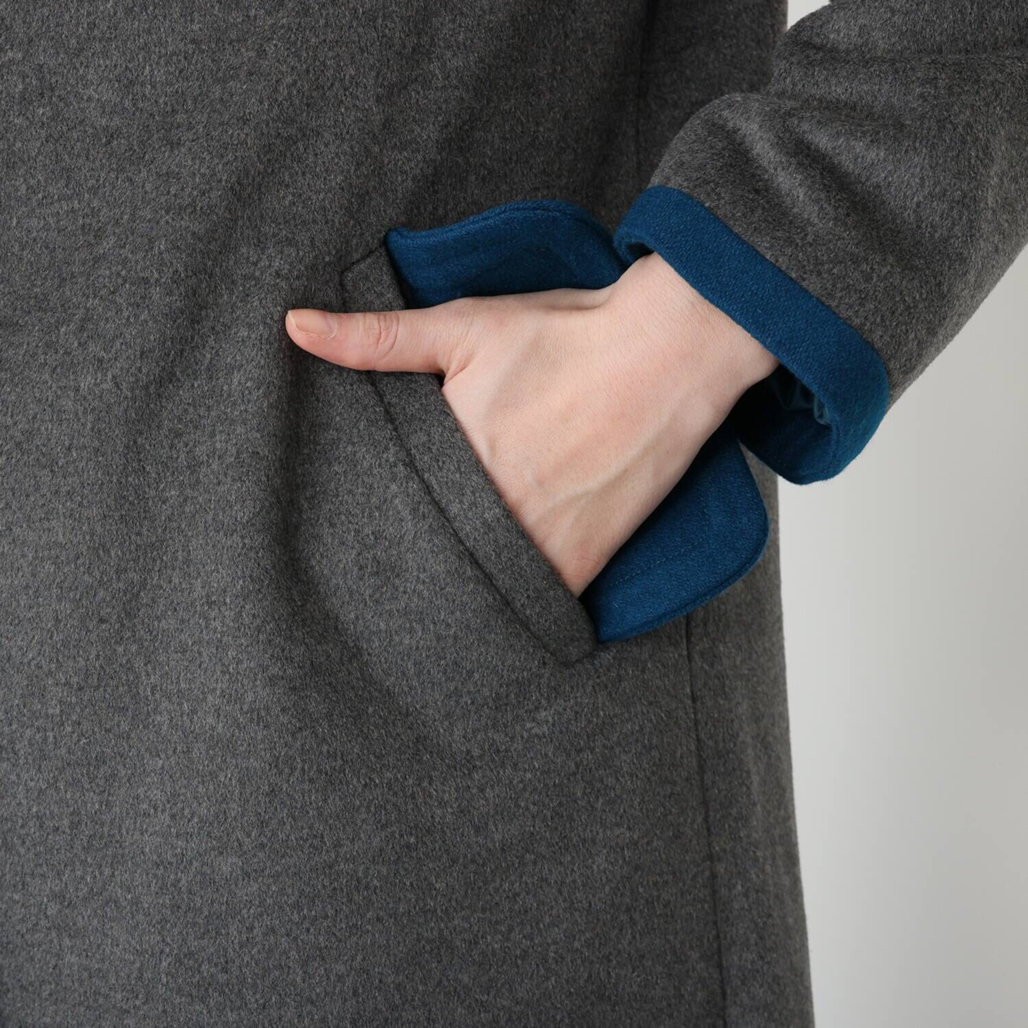 エムジェイアール　バイ マチコ　ジント　ロンドン ウールブレンド 配色アクセント ボトルネックコート