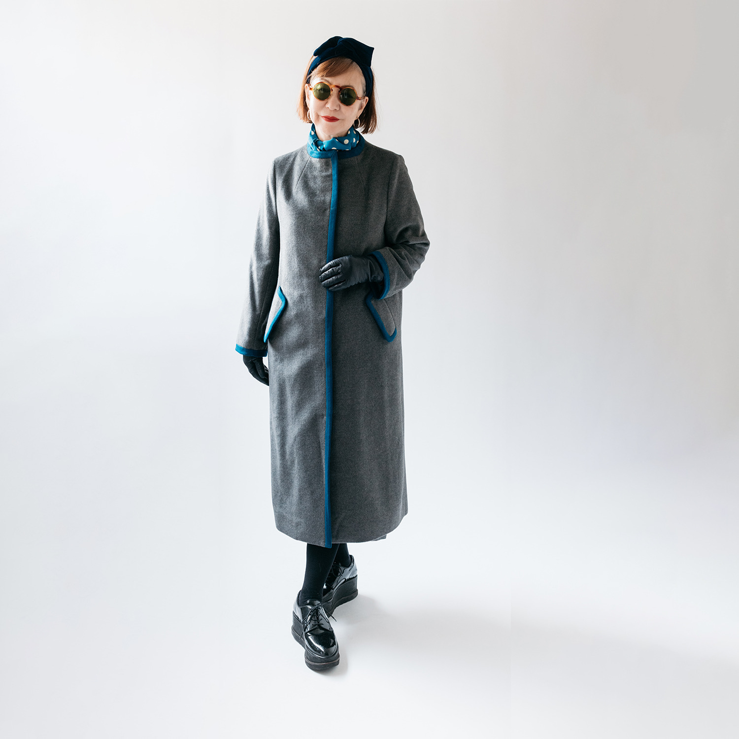 エムジェイアール　バイ マチコ　ジント　ロンドン ウールブレンド 配色アクセント ボトルネックコート