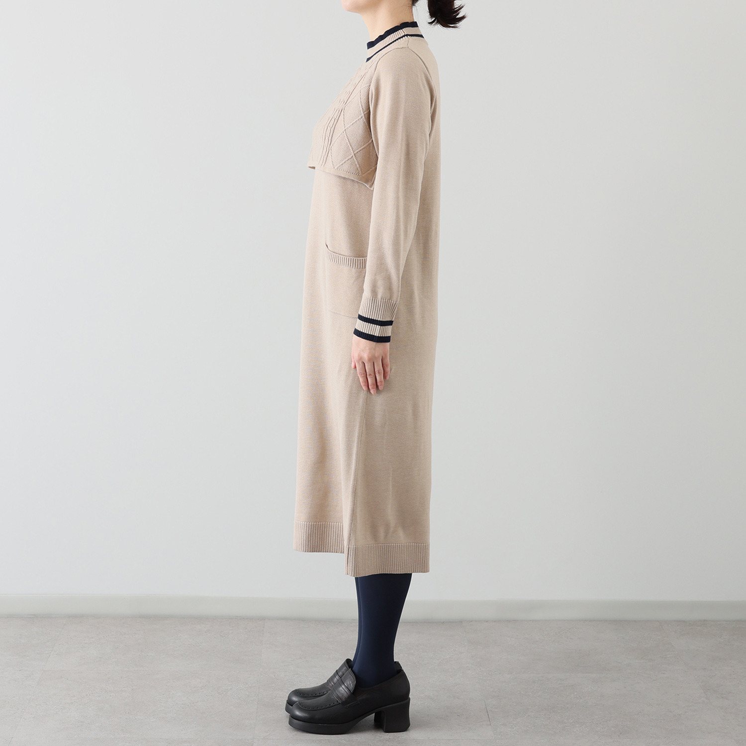 エムジェイアール　バイ マチコ　ジント　ロンドン 配色アクセント ニットワンピース