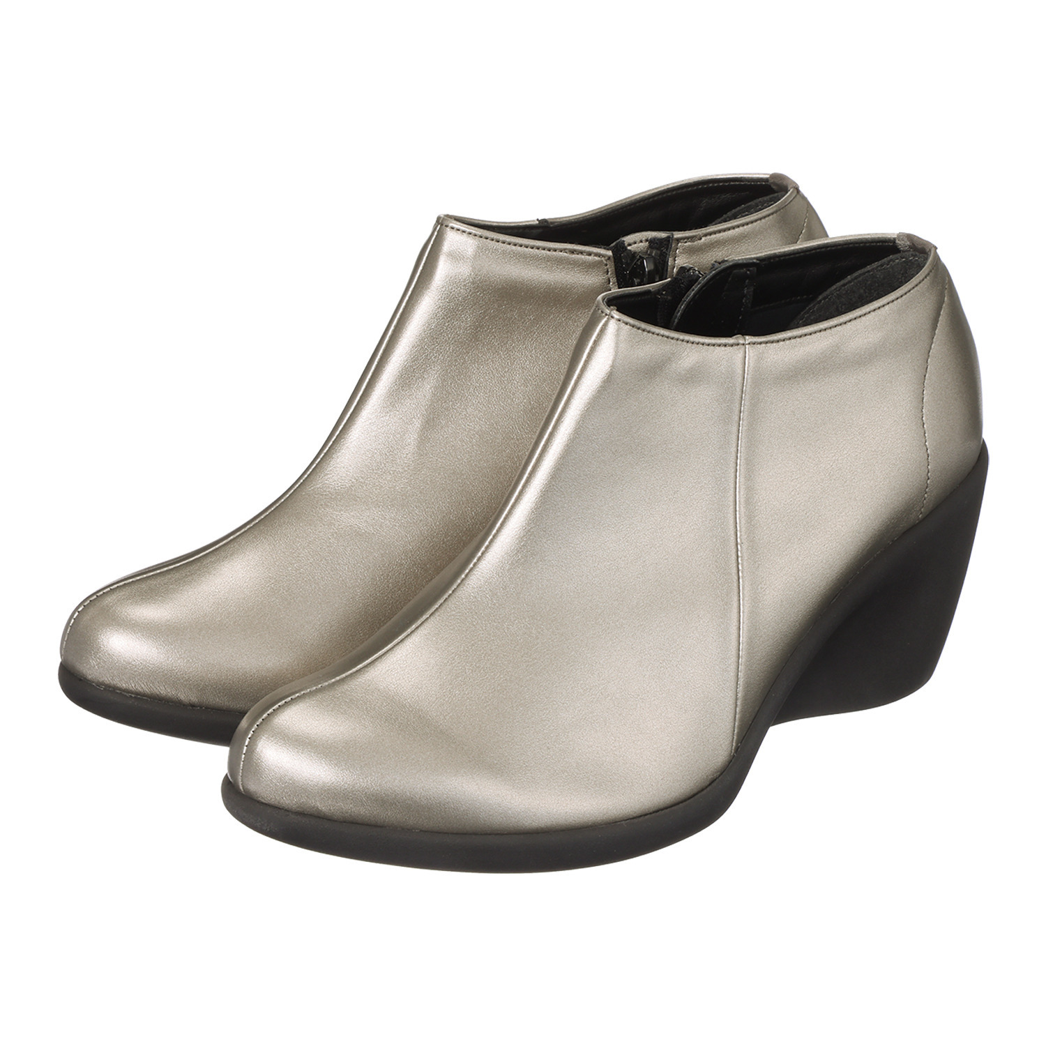 リゲッタ 日本製 アーチサポート アーモンドトゥ ウェッジヒールブーティ