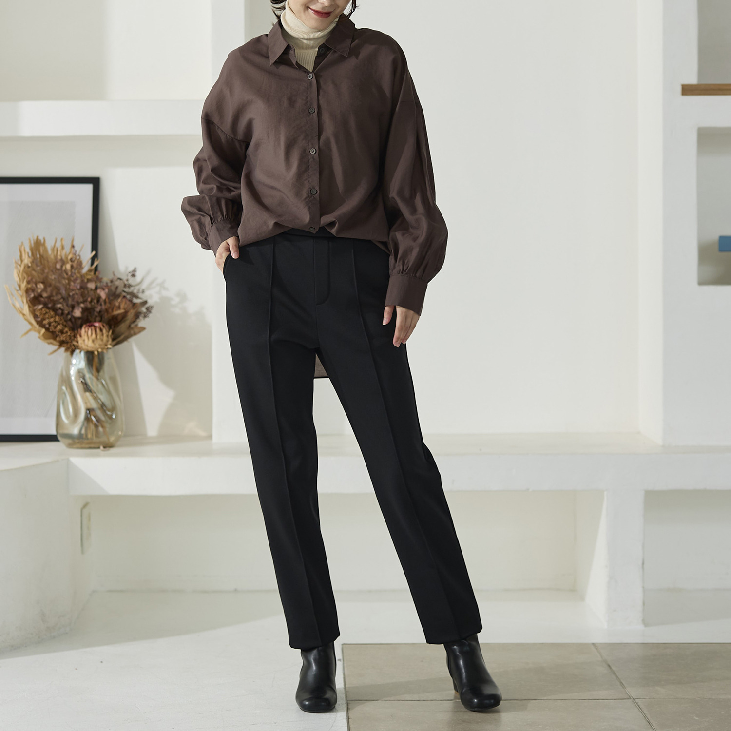 ＴＡＫＵＭＩＢＡ すふれ起毛プラス 保温 イージー テーパードスラックス