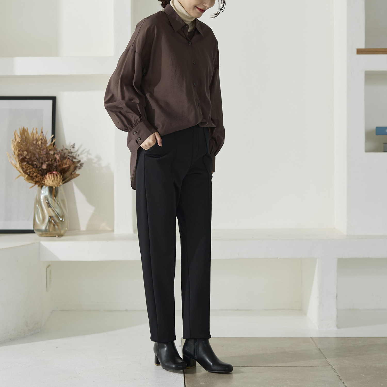 ＴＡＫＵＭＩＢＡ すふれ起毛プラス 保温 イージー テーパードスラックス