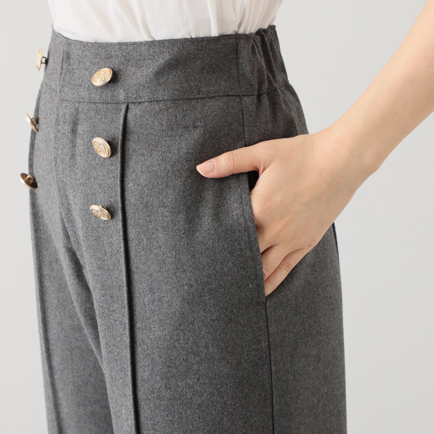 ボン・ブリコラージュ バイ　レイコ・ホウセンジ 小粋なパリジェンヌ風 ワイドストレートパンツ