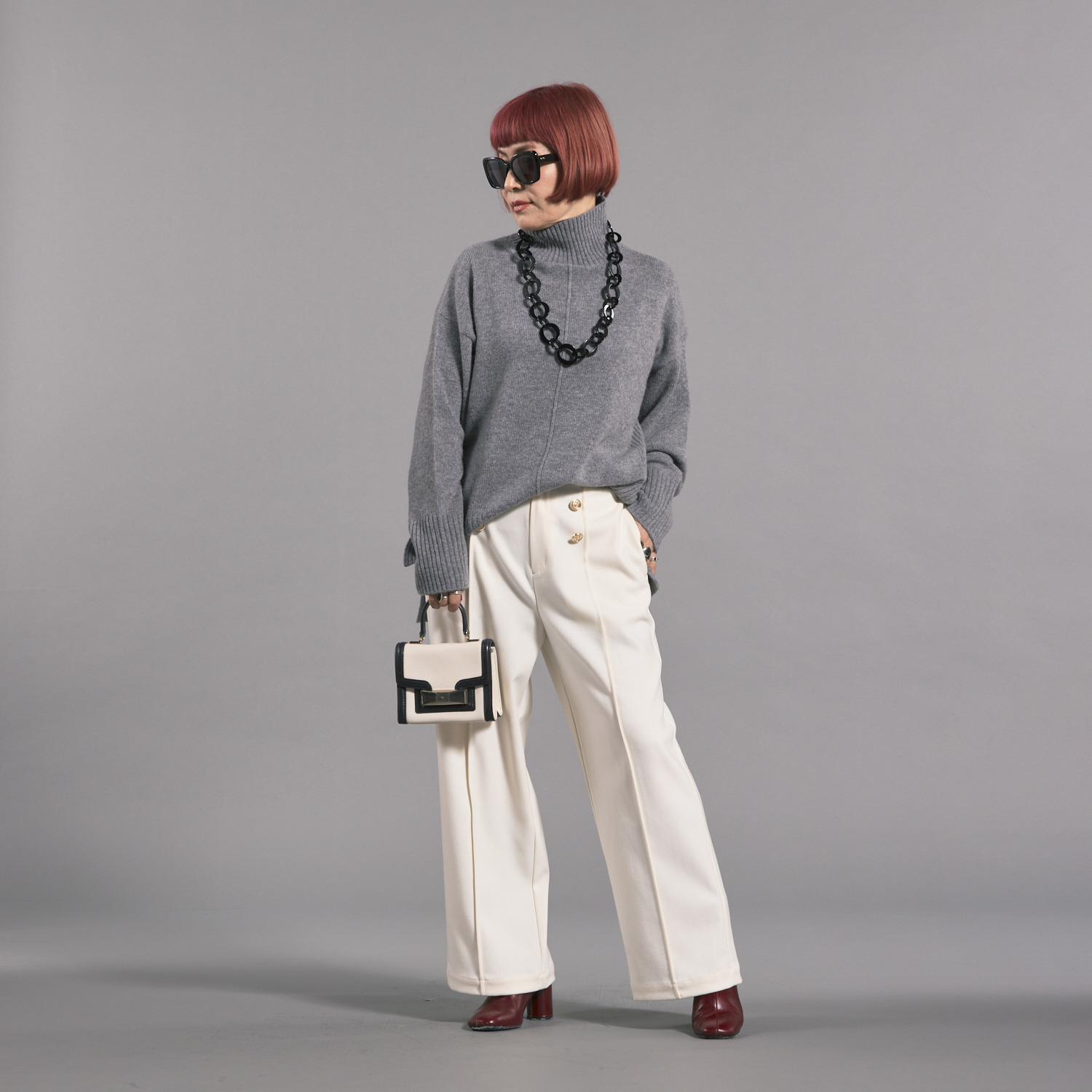 ボン・ブリコラージュ バイ　レイコ・ホウセンジ 小粋なパリジェンヌ風 ワイドストレートパンツ