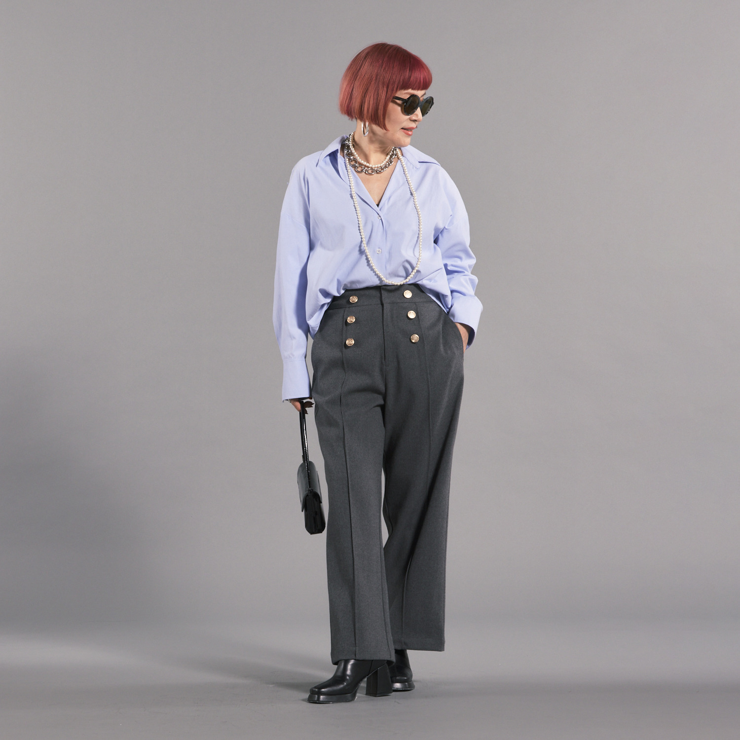 ボン・ブリコラージュ バイ　レイコ・ホウセンジ 小粋なパリジェンヌ風 ワイドストレートパンツ