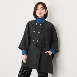 ボン・ブリコラージュ バイ　レイコ・ホウセンジ シックにライトにまとう マント風ショートコート