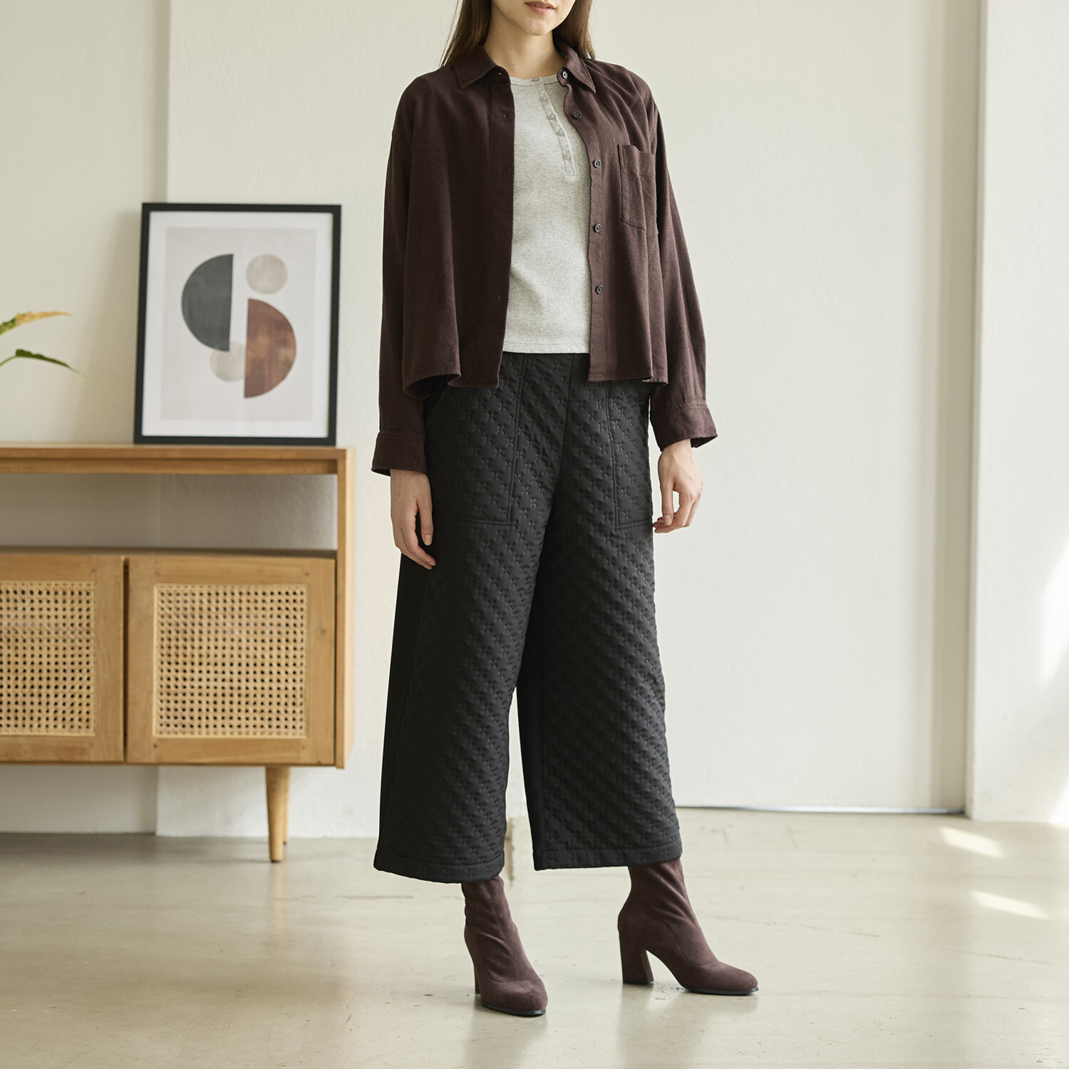 アトリエール 蓄熱保温 マジカルダウン（Ｒ） 裏フリース ワイドパンツ