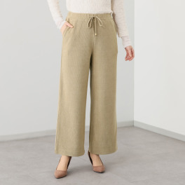 アトリエール メランジ調ニット ドローストリング付 ワイドパンツ