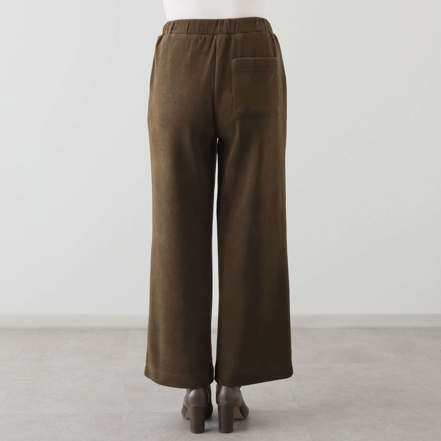 アトリエール メランジ調ニット ドローストリング付 ワイドパンツ