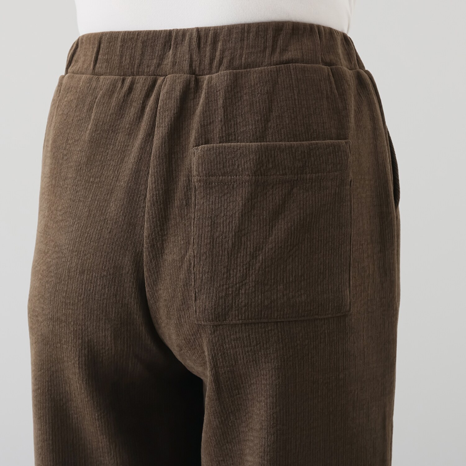 アトリエール メランジ調ニット ドローストリング付 ワイドパンツ