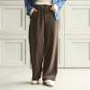 アトリエール メランジ調ニット ドローストリング付 ワイドパンツ