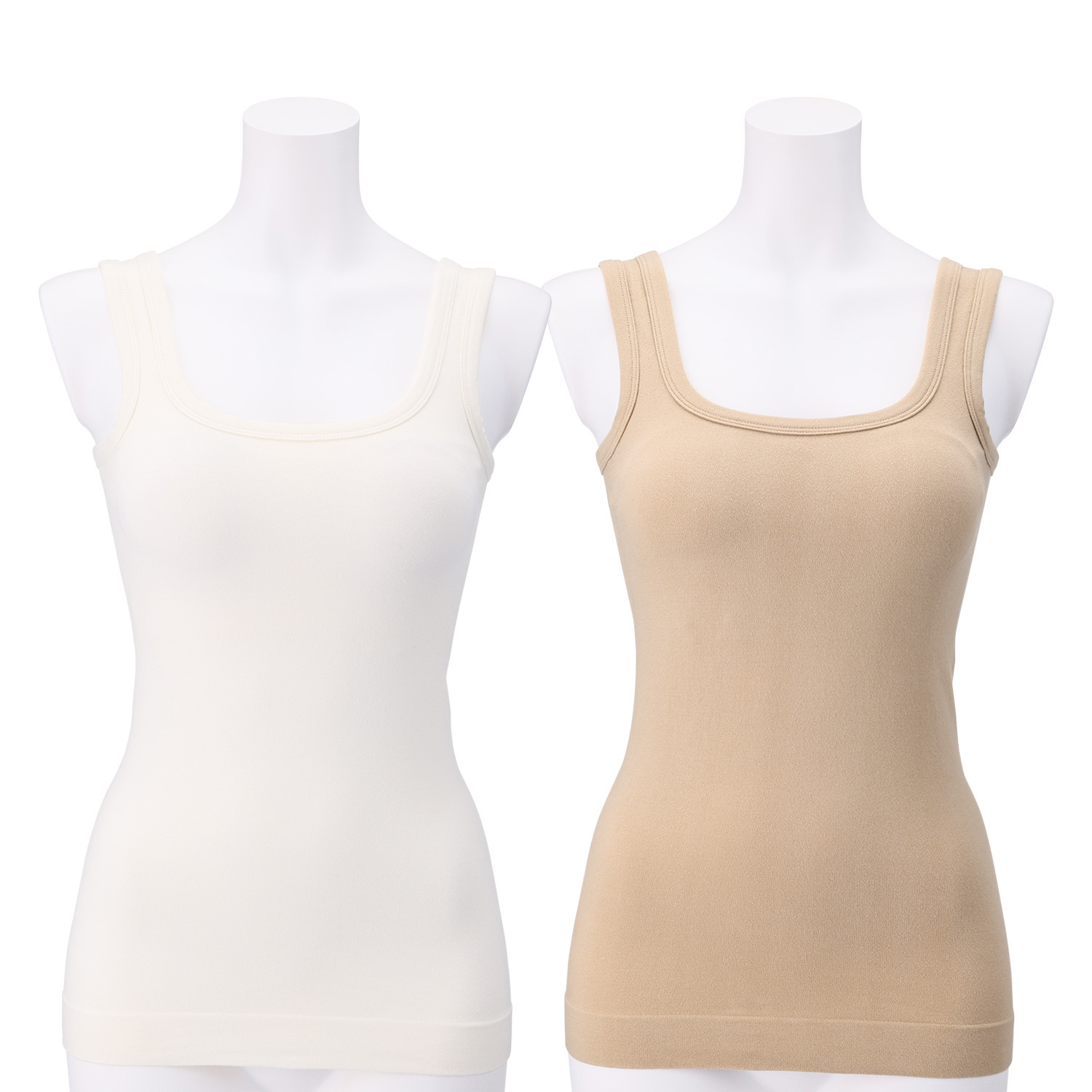 美人工房 にこにこコットン 伸び〜る！ カップ付タンクトップ ２枚セット