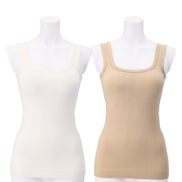 美人工房 にこにこコットン 伸び〜る! カップ付タンクトップ 2枚セット