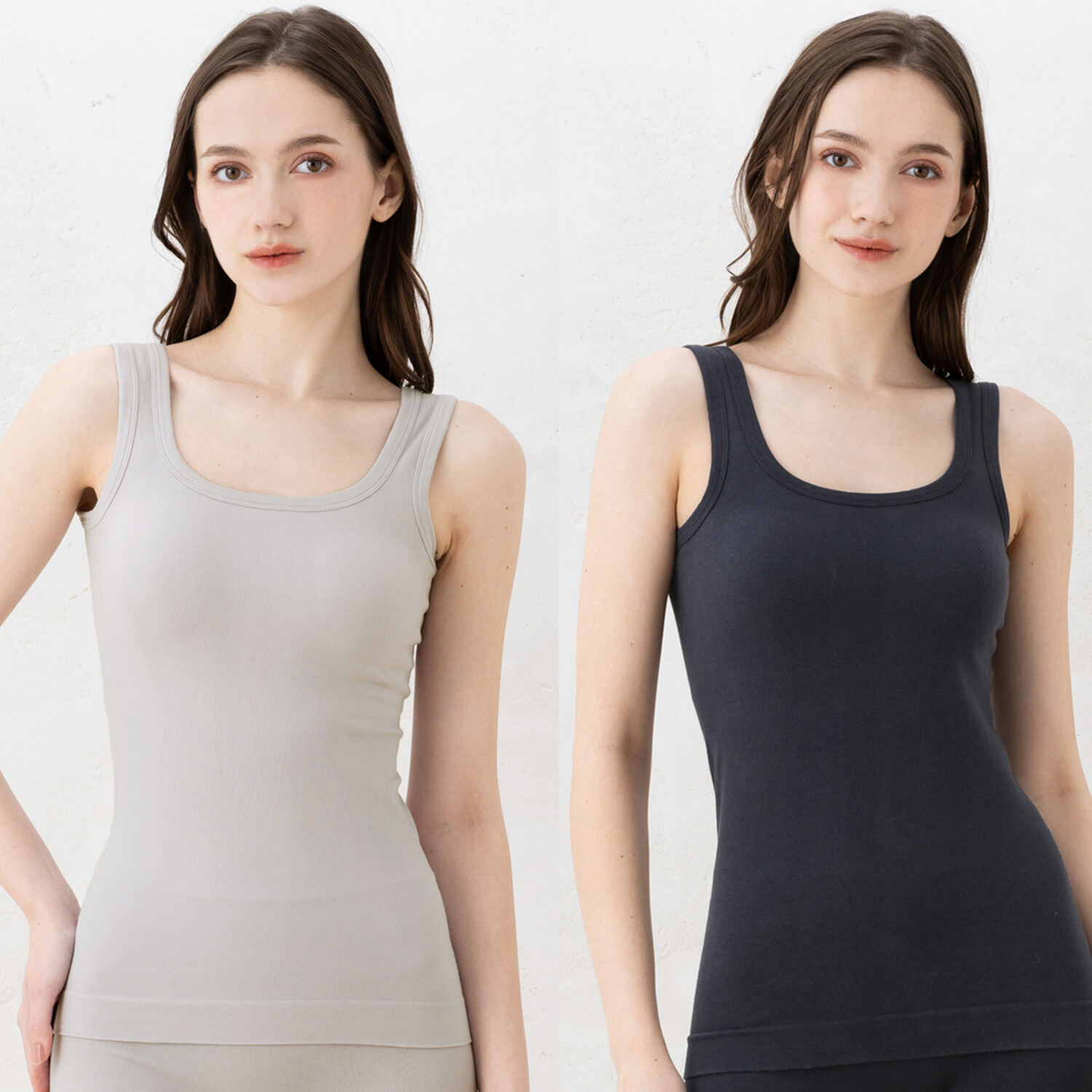 美人工房 にこにこコットン 伸び〜る！ カップ付タンクトップ ２枚セット