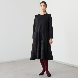 マダムヒロコ ジャガードフレアー 切替ワンピース
