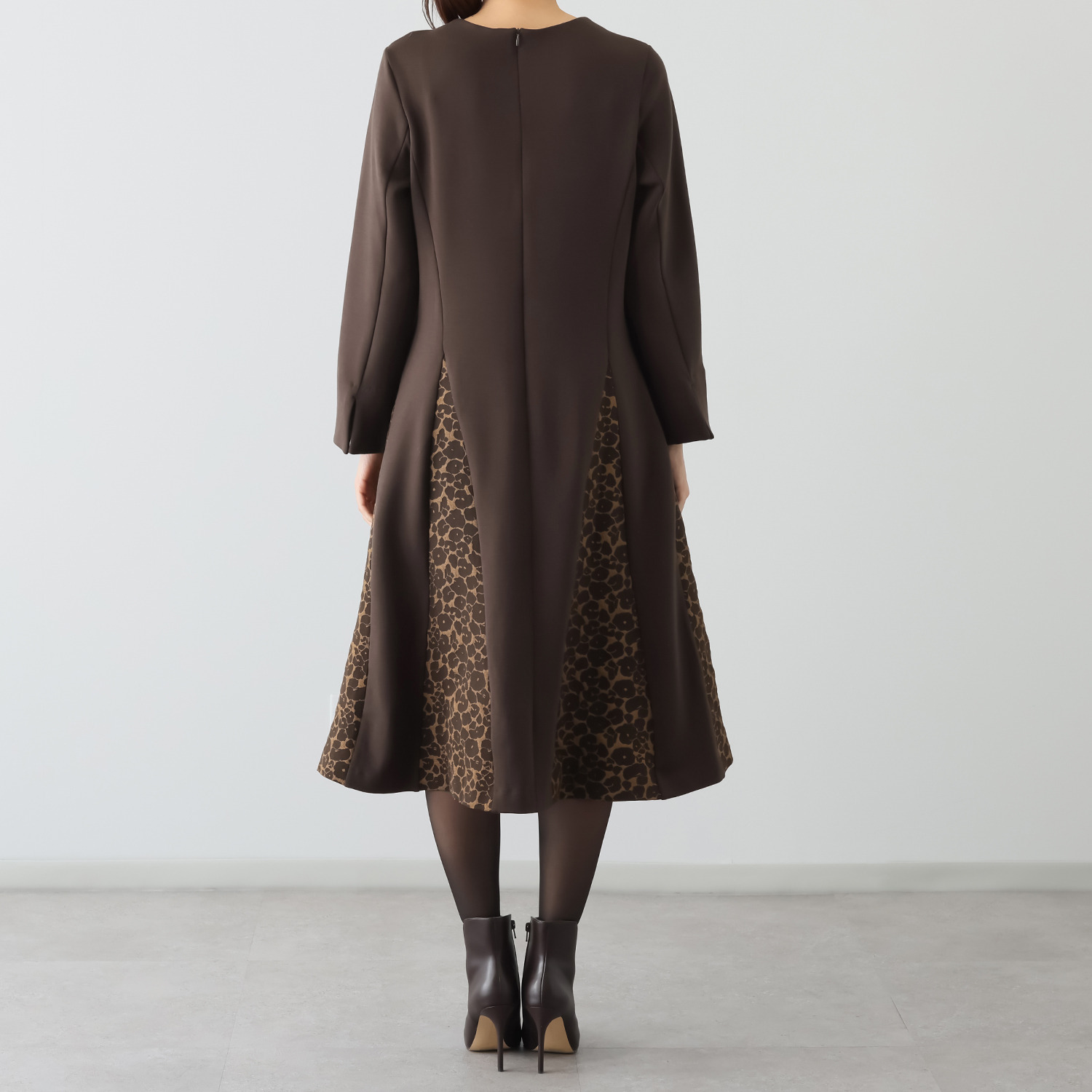 マダムヒロコ ジャガードフレアー 切替ワンピース