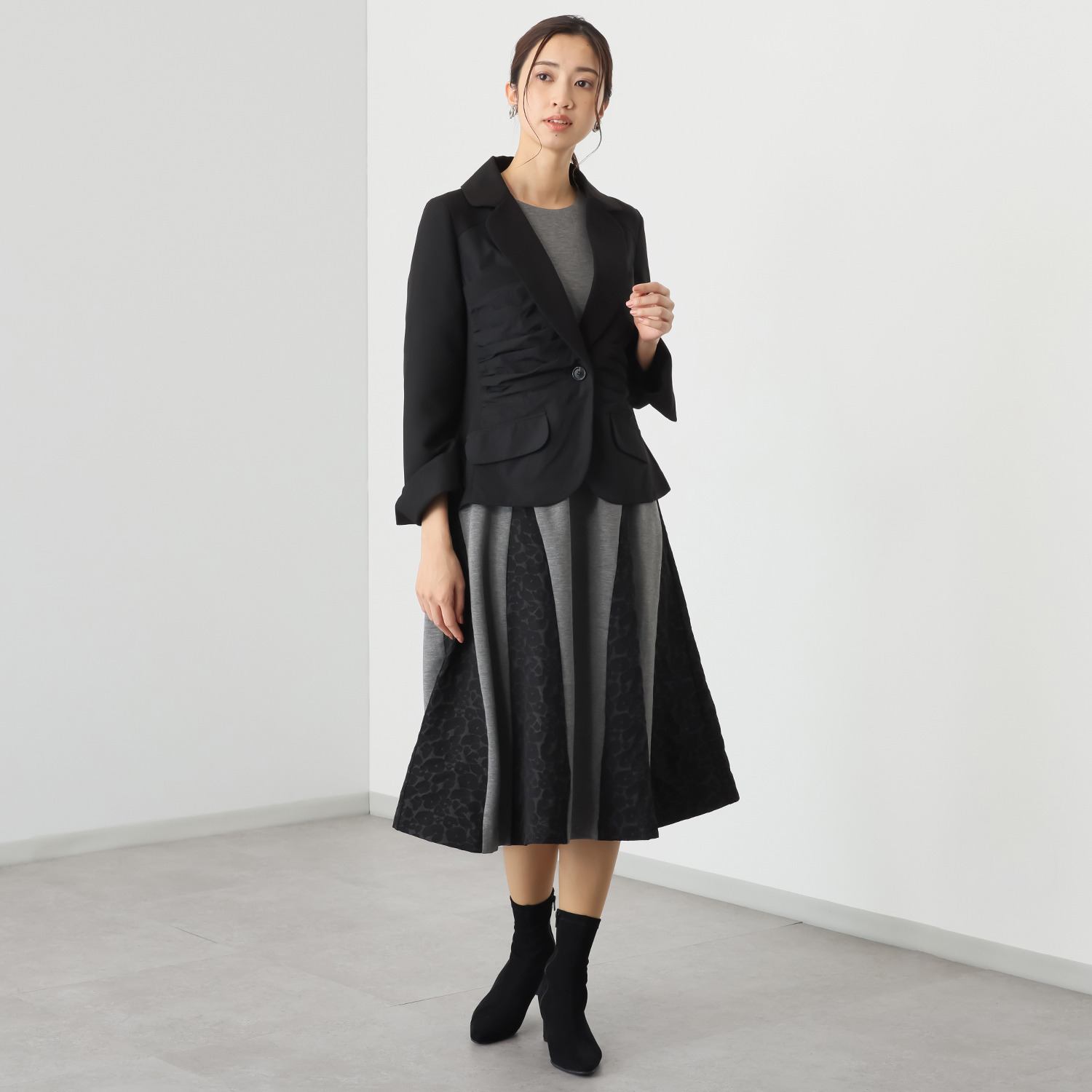 マダムヒロコ タフタギャザー切替 テーラージャケット