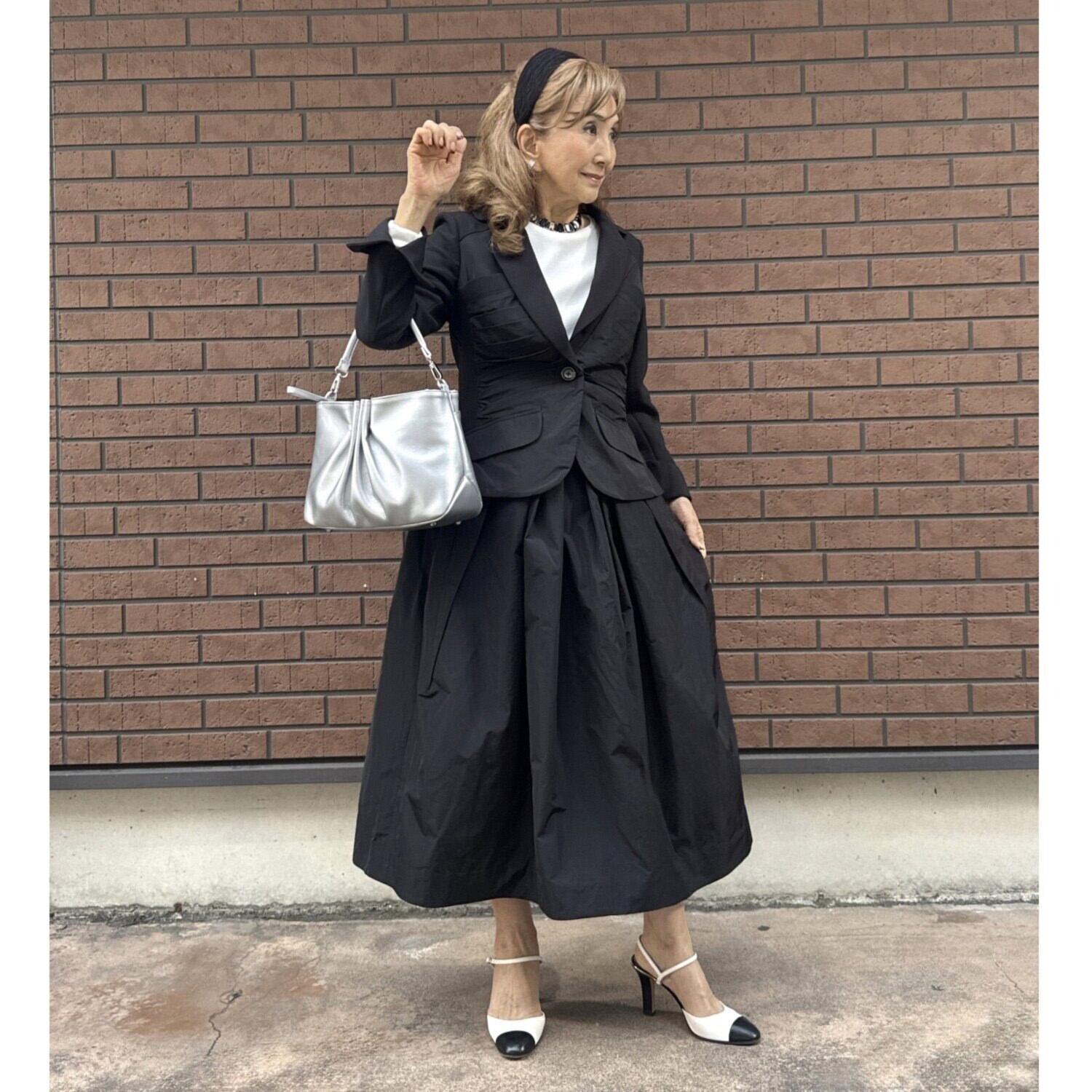 マダムヒロコ タフタギャザー切替 テーラージャケット