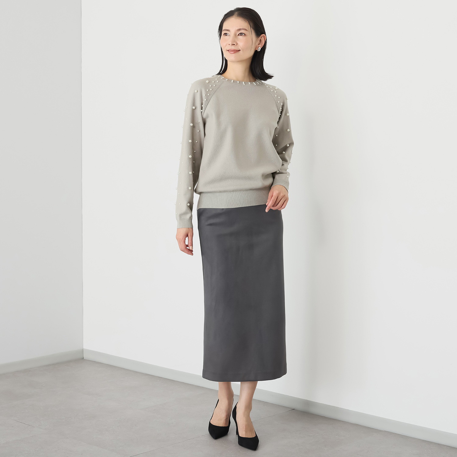 マダムヒロコ パールビジュウ付 ニットプルオーバー