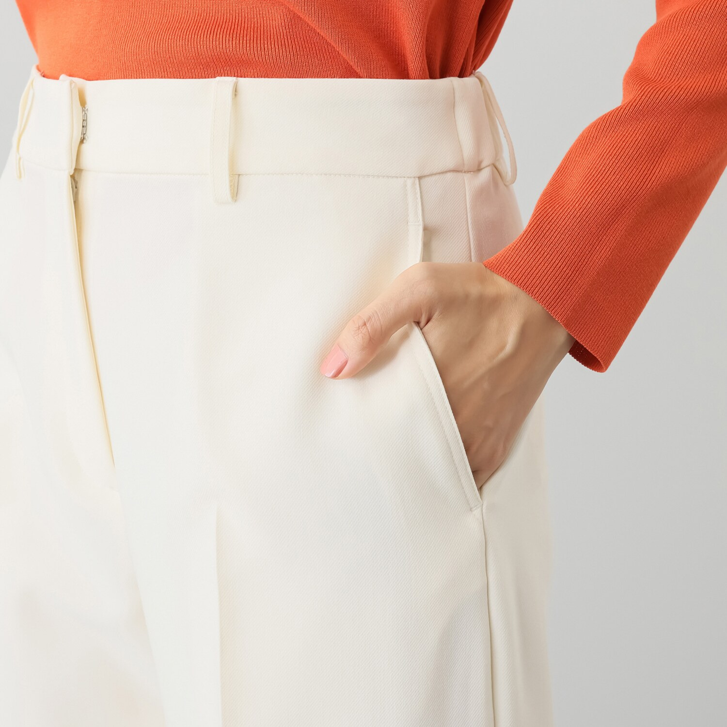 マダムヒロコ ダブルジョーゼット ワイドフレアーパンツ