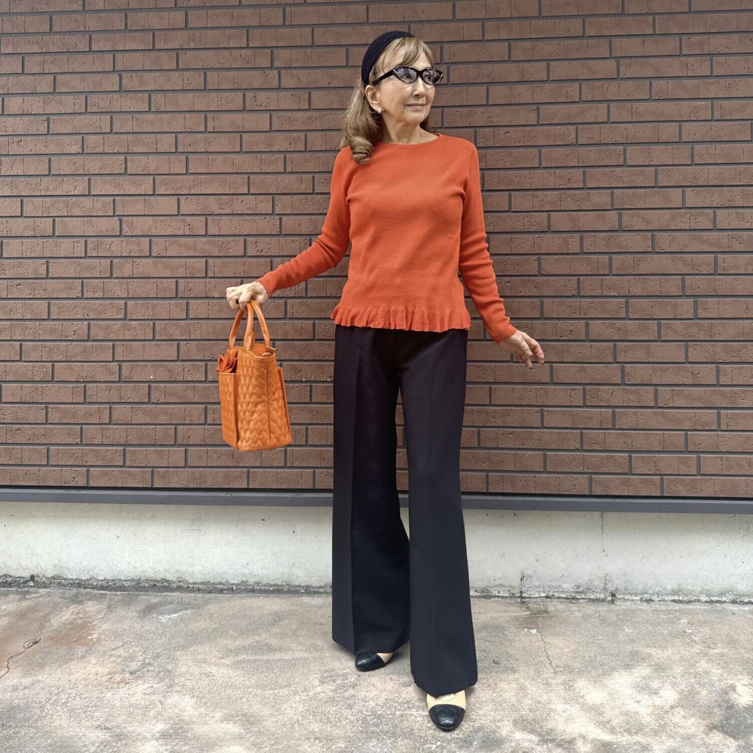 マダムヒロコ ダブルジョーゼット ワイドフレアーパンツ