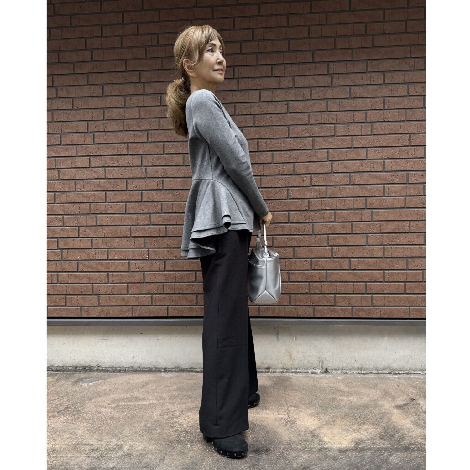 マダムヒロコ ダブルジョーゼット ワイドフレアーパンツ