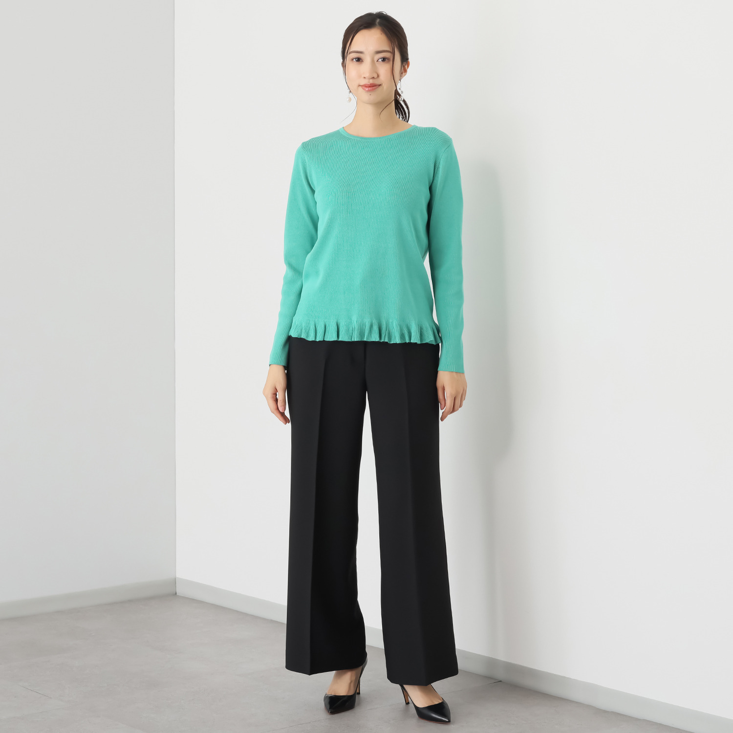 マダムヒロコ フリルアクセント ニットプルオーバー