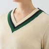 マダムヒロコ ラインアクセント 配色Ｖネック ニットプルオーバー