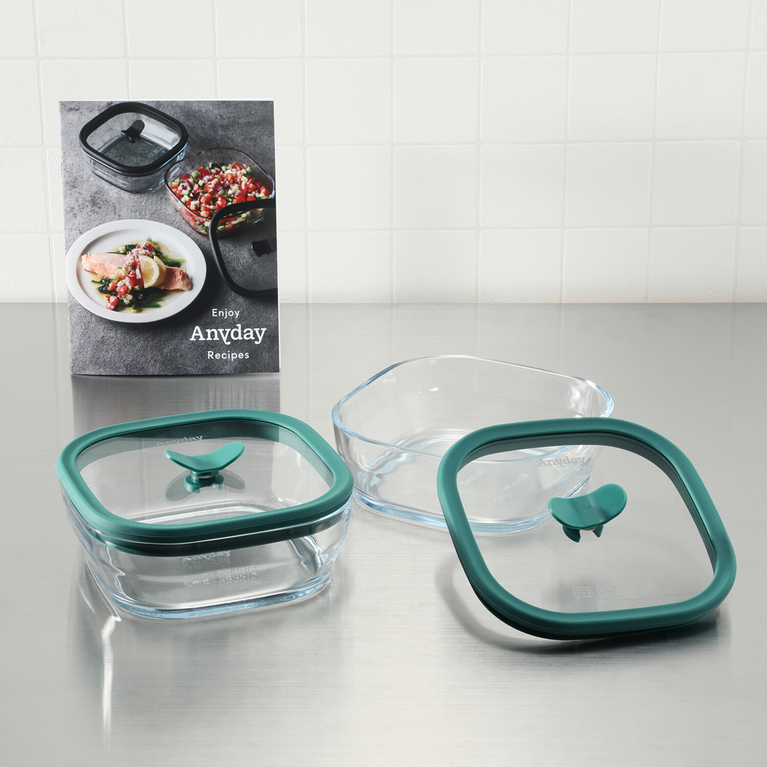 スクエアサイズ＆ 透明ガラス初採用で 電子レンジのパワーを 最大限活かす！ 保存もできる調理器具 マイヤー エニデイシースルー ２個セット