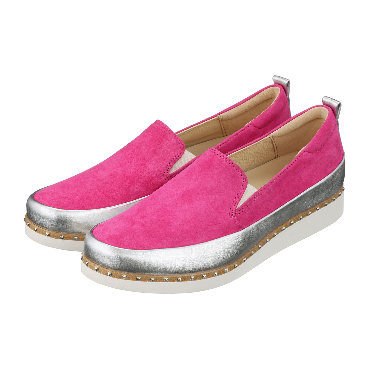 ブソラ 中も外もオールレザー 軽さを追求！ 山羊革 スタッズアクセント スリッポンシューズ