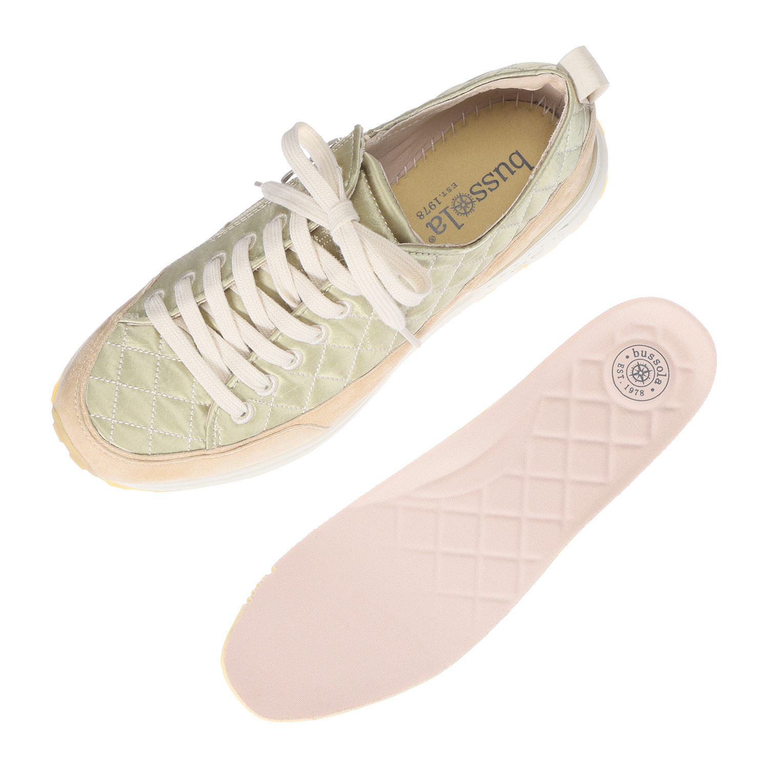 ブソラ 独自開発ＢＭＳソール キルティング レースアップスニーカー