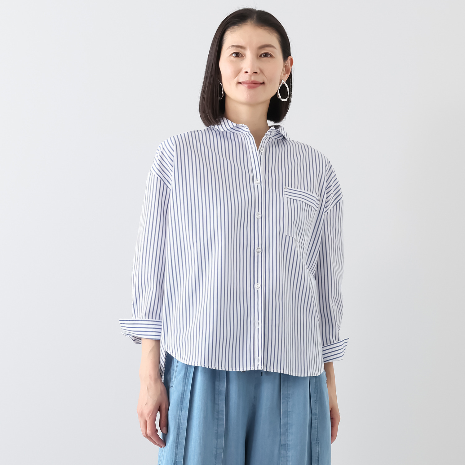 ラヴィーコンフォート バックアクセント ワンタッチブラウジング チュニックシャツ