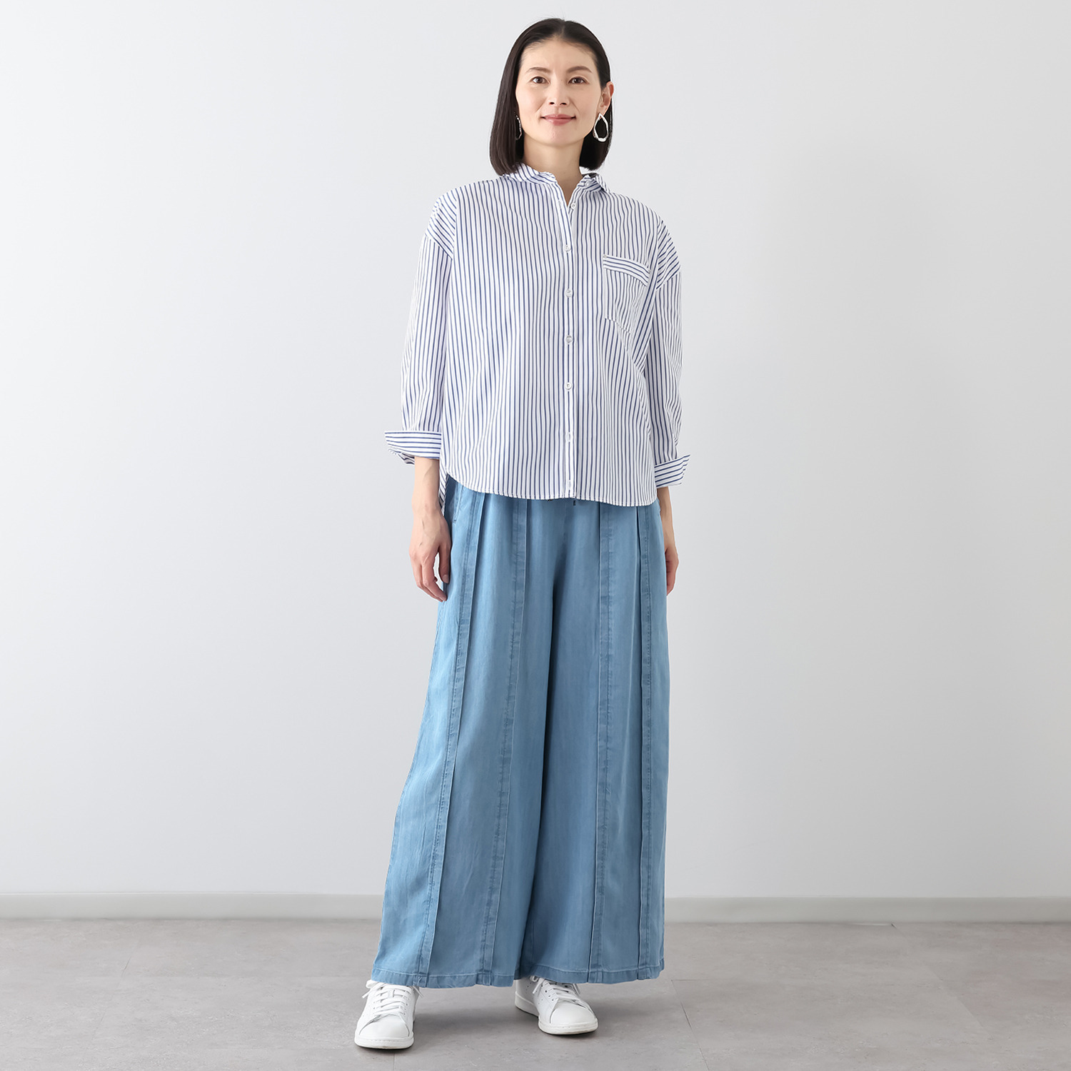 ラヴィーコンフォート バックアクセント ワンタッチブラウジング チュニックシャツ