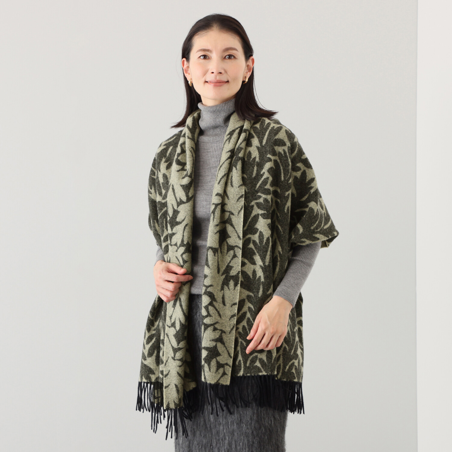 ノットヨット リーフ柄 ウールジャガードスト?ル