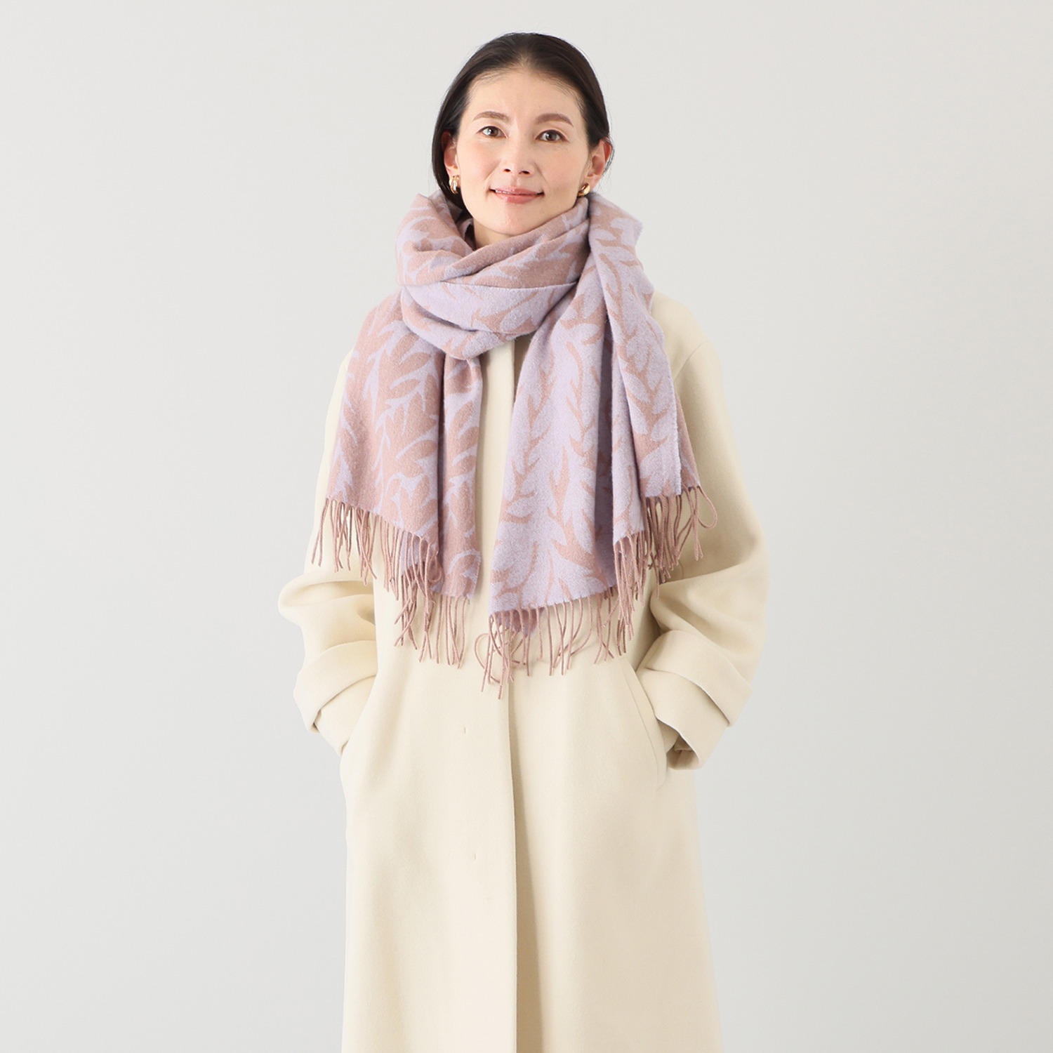 ノットヨット リーフ柄 ウールジャガードスト?ル