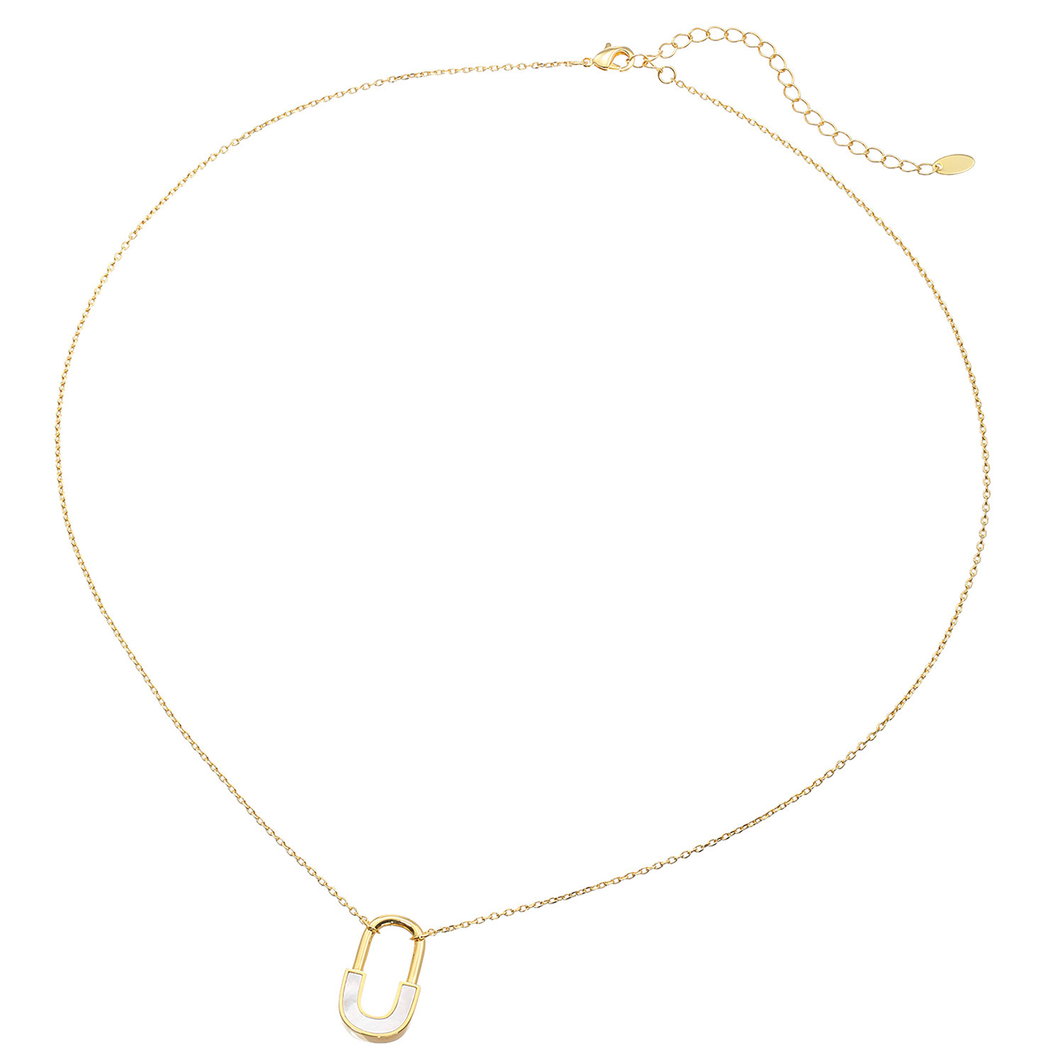 インプレスミー マザーオブパール モダンデザイン パドロック ネックレス