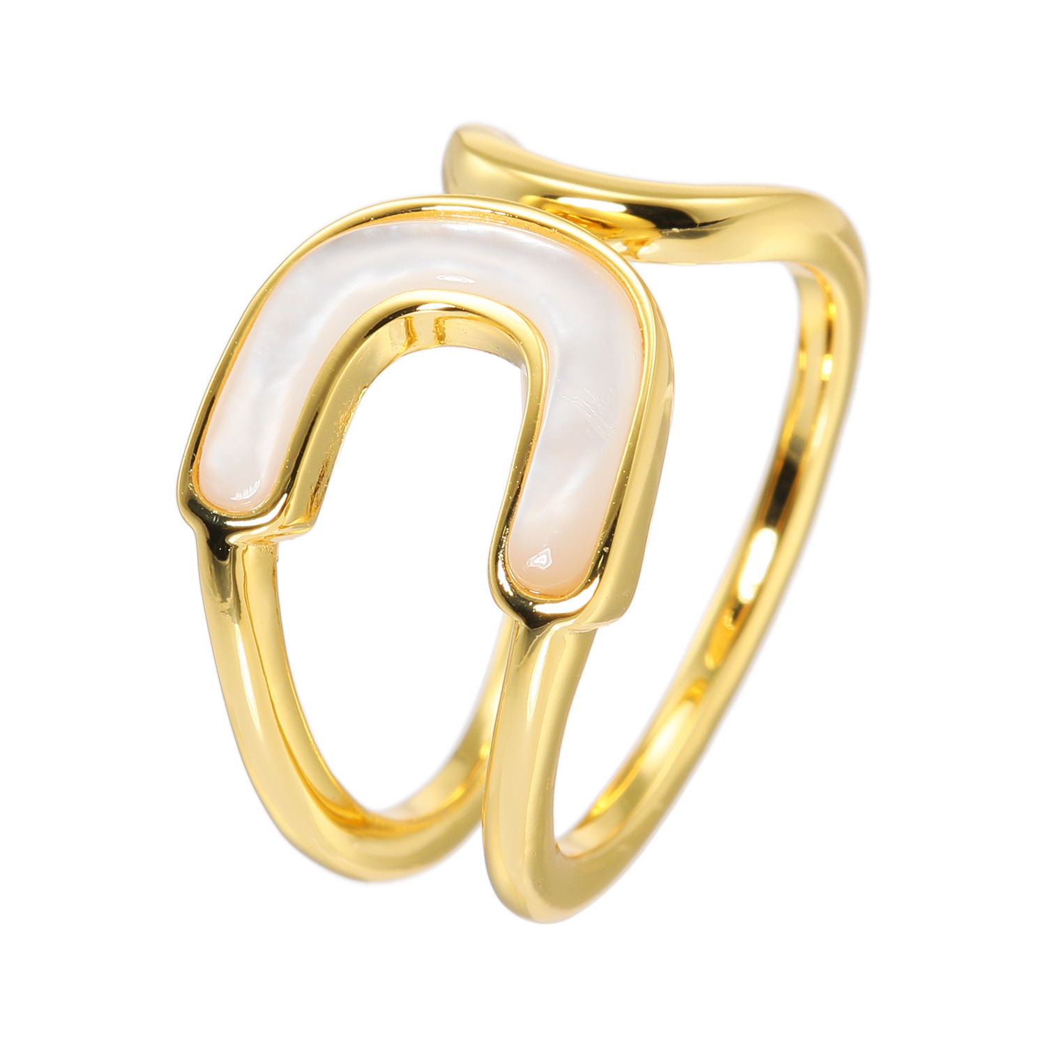 インプレスミー マザーオブパール モダンデザイン パドロック フォークリング